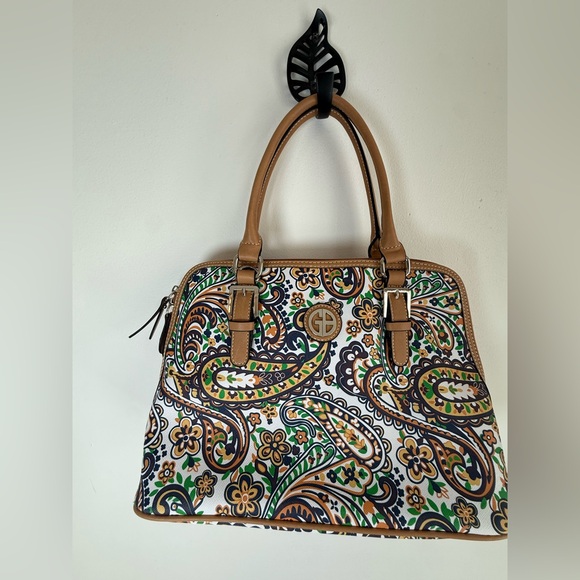Giani Bernini Handbags - Giani‎ Bernini Stylish Paisley Handbag with Tan Accents